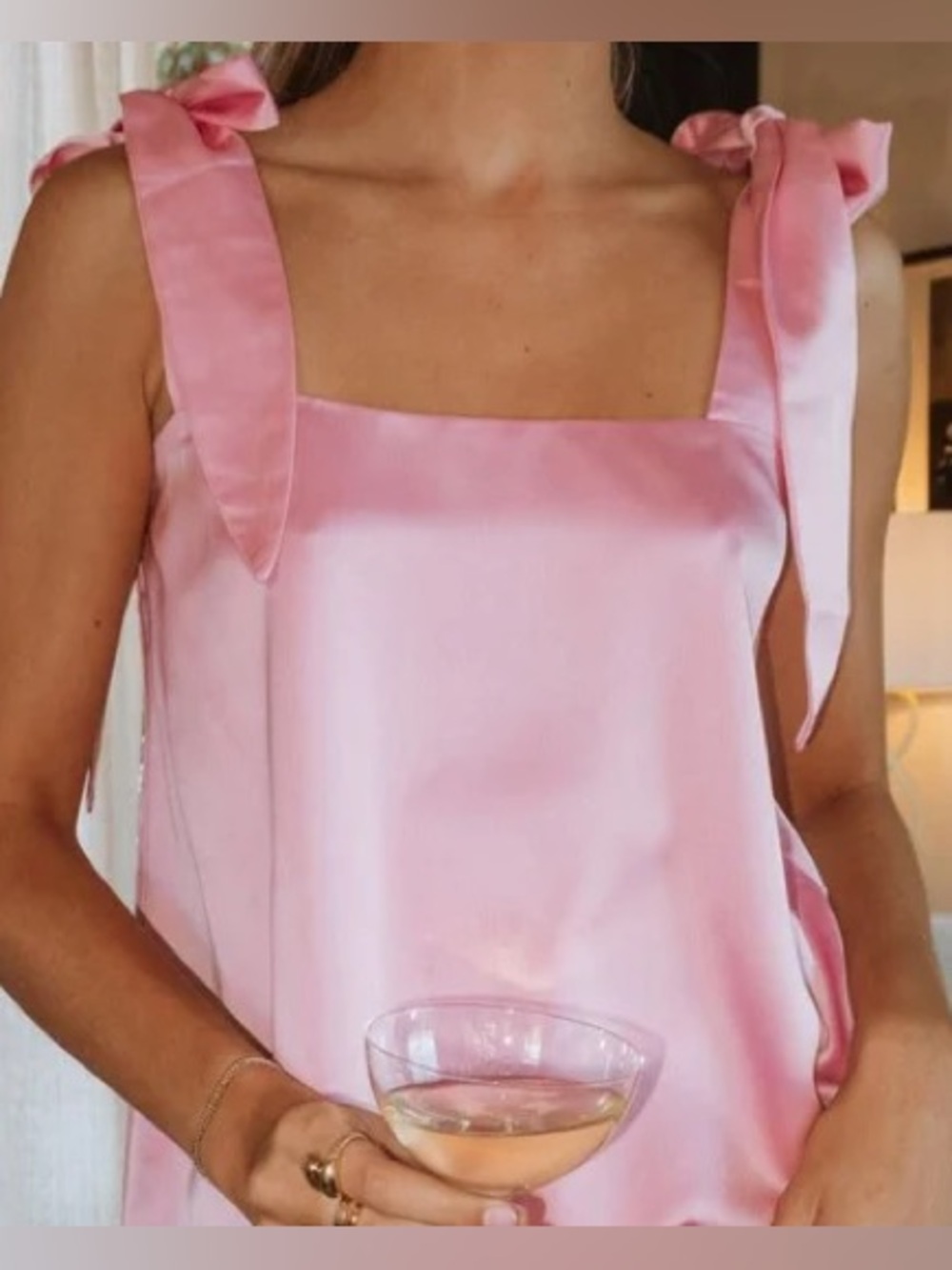 Show Me Your MuMu Pink Satin Tie-Strap Chemise